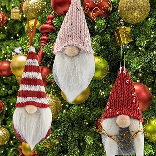 Орнаменти на орнаменти на Омбанг 8 пакувања, шведски рачно изработени плишани гноми санта елф -украси, украси за елки за новогодишни