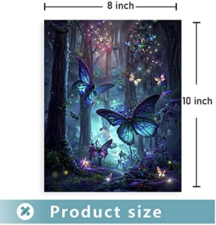 Постер за сина пеперутка, разнобојна светлечка шума природен пејзаж животни отпечатоци, wallидна уметност за декор за девојче