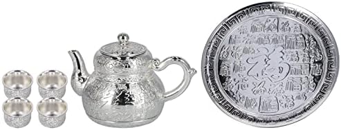 Чајник и чаша поставени за еден, чај од цинк легура за возрасни со чајник и послужавник сребрен гроздобер чај сад поставен подарок