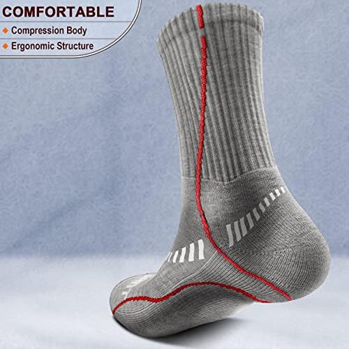 Cemisant Men Компресија чорапи 3/6 пара, атлетски чорапи, амортизиран ѓон за мажи кои трчаат, поддршка на лак, поддршка од лак
