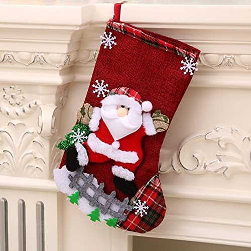 XIOS 2022 Божиќни чорапи. Торба за божиќни чорапки и божиќни чорапи за украсување на забави и Божиќни црвени црвени сет украси за mirro
