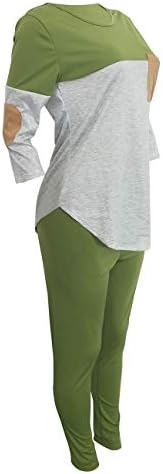 Akmipoem женски обични 2 парчиња облека во боја блок 3/4 врвови на ракав и панталони за каросерии
