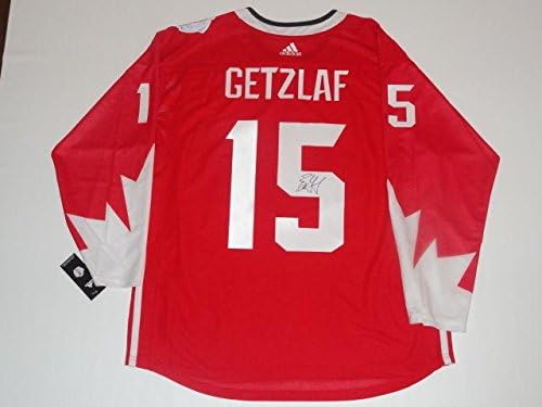 Рајан Гецлаф Потпиша Тим Канада Светското Првенство Во Хокеј Џерси Јса Коа Лиценциран-Автограм Нхл Дресови