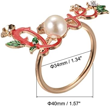 Uxcell Metal Balpkin Rings Сет од 4, Loveубовна шема на бисер салфетка држач за прстенести токи за украси за трпезариска маса, свадба роденденски