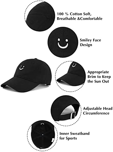 Комореби Смајли лице бејзбол капа унисекс насмевка бејзбол капа за жени прилагодлива тато капи.