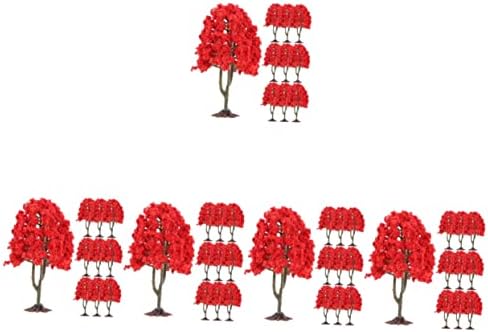 Абаодам Модел Дрво Мини Растенија Воз Декор Црвени Украси 50 Парчиња Железнички Сценографии Дрво Железничка Сценографија Дрвја