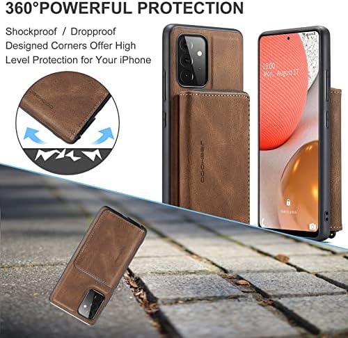 заштитна футрола 2 во 1 Одвојлива Кутија За Паричник За Samsung Galaxy A52 5G/A52S, Кожна Тенка Кутија За Враќање На Телефонот Отпорна На