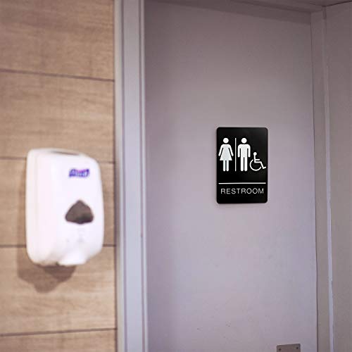 Унисекс мажи и жени хендикепирани знаци за бања и тоалети - АДА одобрени јавни и приватни затворени области на отворено со подигнат систем