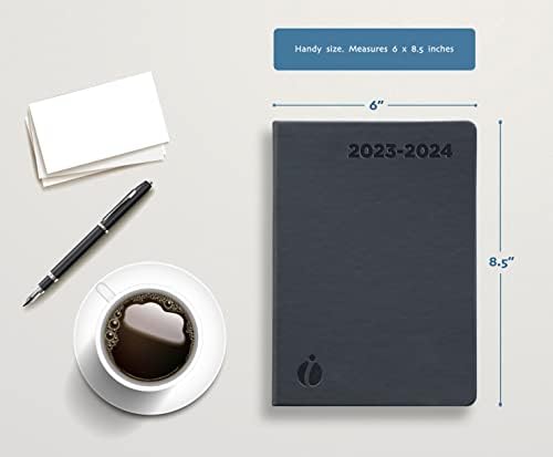 Часовен академски планер 2023-2024-24 часа Планер-Неделна и месечна книга за состаноци 2023-24-Хардвер, јапонски дизајн-Минималистички