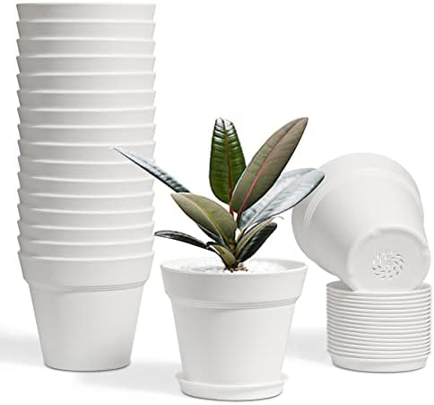 T4U 4 инчи растителни садови 18 -пакувања - мала пластична плантаница со дренажна дупка и чинијач, декоративна расадник за цветни тенџере