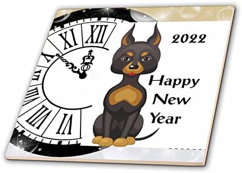 3дроза Слика На Куче И Антички Часовник Велат Среќна Нова Година Црна бела Кафеава-Плочки