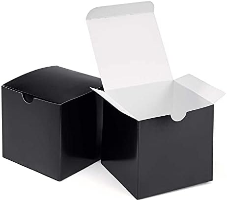 opaprain 4x4x4 инчи 50 пакет мала црна кутија за подароци СО капак, DIY направи лесна кутија за подароци за склопување за свадби,