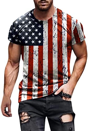 Маички со кратки ракави за бебие, патриотско американско знаме мускули тенок вклопуваат врвови на врвови на независноста летна маица