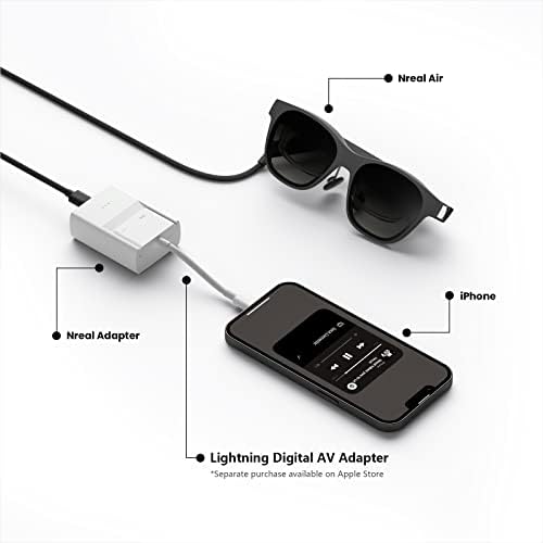 Адаптер За Воздух Nreal, Се Поврзува со iPhone преку Молња Со HDMI Адаптер, Компатибилен Со Nintendo Switch, Playstation 4Slim/5 И Xbox