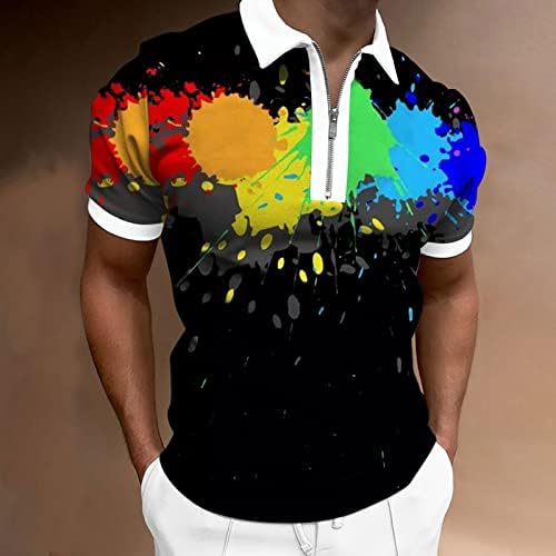 Ruiruilico летни поло маици за мажи кратки ракави, обични маички кошули поштенски врат опуштено вклопување 3D отпечатоци голф спортски поло или