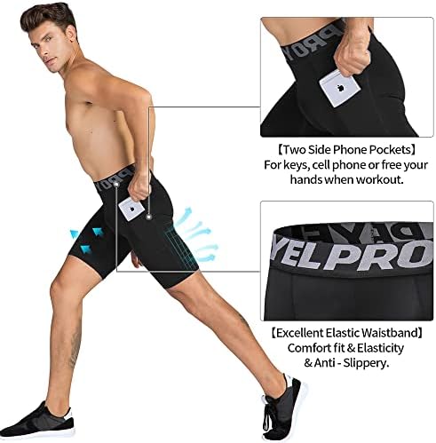 Атлетски атлетски атлетски компресивни шорцеви за атмосфера, Спандекс за вежбање Долна облека Тесни шорцеви со џебови Активен баселејер