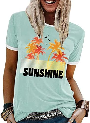 Bydezcon летни врвови графички маички за жени памучна маица обични лабави маички врвови на туники