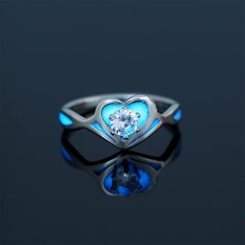 ЈИСТУ Единствени прстени за жени Модна индивидуалност Креативност Циркон разноврсен не'рѓосувачки челик Loveубов пеперутка сина сјај на накит