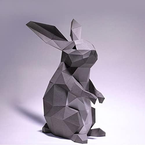 WLL-DP Разиграна зајак DIY хартија скулптура геометриска хартија модел 3D оригами загатка Сцена за распоред на хартија трофеј за