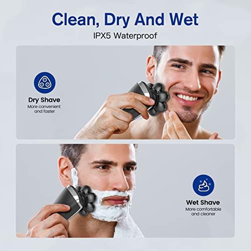 Mr.Wintek 8d Electric Shavers Shavers for Bald Men, 9 во 1 глава за бричење со LED екран на екранот, водоотпорно тело- совршено за дома и патување