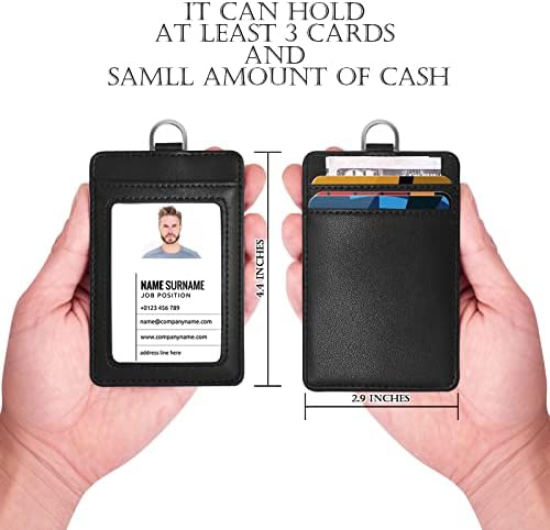 Носител на значка со тешка вертикална слатка слатка кожна лична карта на лична карта со јасен прозорец за лична карта и 2 слотови за картички