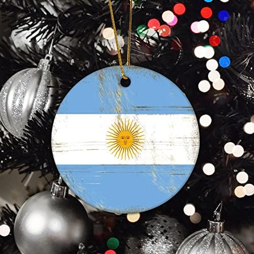 Божиќни керамички украси Аргентина знаме Божиќни украси Национални знамиња Порцелански украс гроздобер Божиќен мемлим подарок за украс за Божиќ