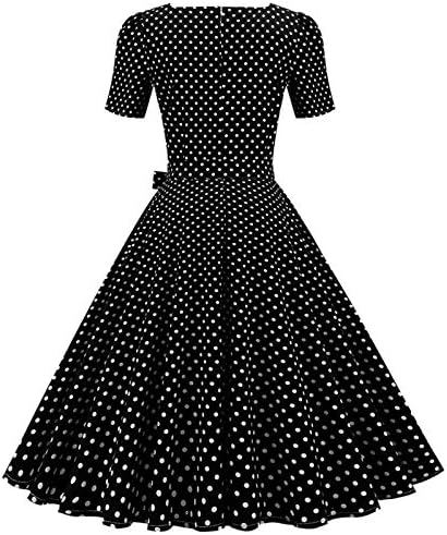 Гроздобер фустан од 1950 -тите години за замав за жена, женски пол -точка коктел фустан со краток ракав лак, вратоврска половината,