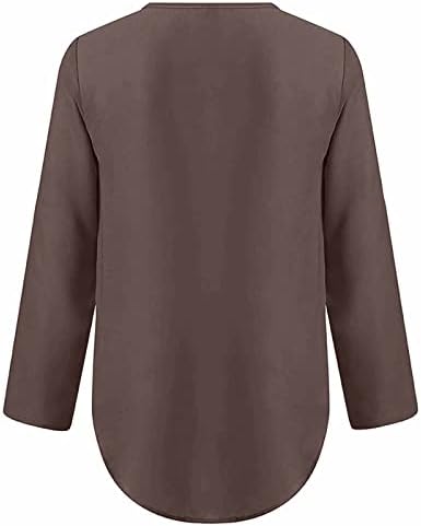 Летна есен v врат блуза женска облека со долги ракави шифон поштеди случајна лабава маичка за блуза за женски М1 М1