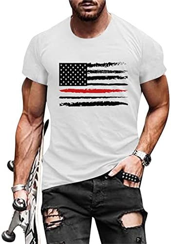 Beuu 4-ти јули војник кратки ракави маици за мажи, лето ретро американска маичка маица мускула