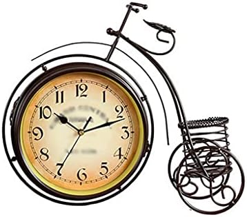 UXZDX Табела Часовник Ковано Железо Велосипед Десктоп Часовник Идилична Двострана Тивка Дома Декор Дневна Соба Биро Часовник