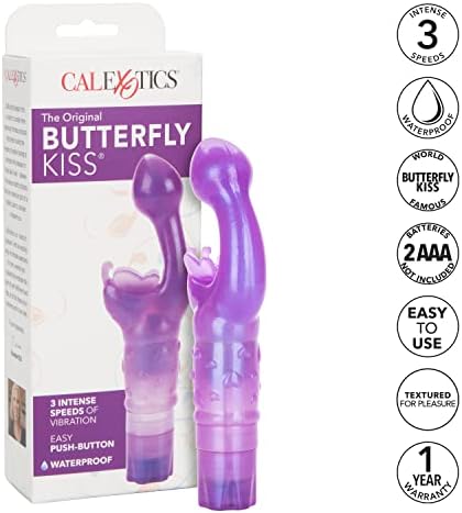 Calexotics Оригинален вибратор за бакнеж од пеперутка - повеќестепено водоотпорно вибрации - Сексуални играчки за возрасни за парови