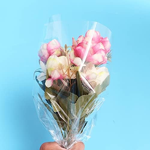 Подароци од роза од кабилок 50 парчиња пластична цветна хартија за завиткување чиста целофан обвивка за пакување за пакување за пакување