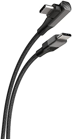 Scosche CCBRA4-SP Strikeline RA Premium USB-C на USB-C полнење со десен агол и синхронизирана плетенка кабел 4-метри. Црна/вселенска