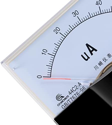 UXCELL Аналоген мерач на панел на тековниот панел DC 0-50UA 44C2 Ammeter 100x12.7x80mm за тестирање на колото за полнење батерија