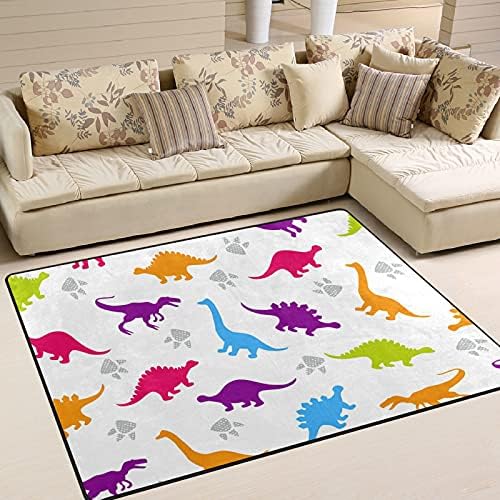 Шарени диносауруси големи меки подрачја расадник плејматски килим за деца за деца кои играат соба спална соба дневна соба 80 x 58 инчи,