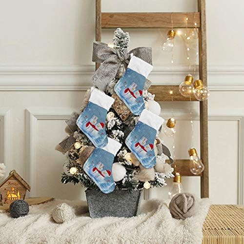 Алаза Божиќни чорапи среќни снежни пријатели класични персонализирани мали декорации за порибување за семејни сезонски празници