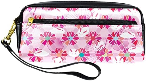 Тбуобт Торба За Шминка Патување Козметичка Торбичка Торбичка Чанта Чанта Со Патент, Цветови Розова Цвет Прекрасен Зајак Јапонски