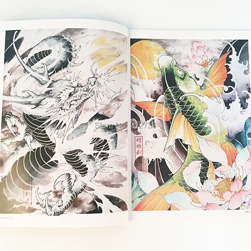 50 страници Јапонски Стил Тетоважа Змеј Скара Сликарство Книга Тетоважа Книга Уметност Шема