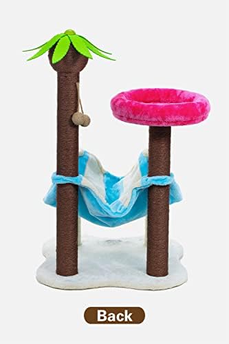 Хиби 39,5 инчи Хаваи Новина кокос хамак мачка дрво кула кондо мебел стан кадифен живеалиште за куќички за забава со гребнатини, миленичиња