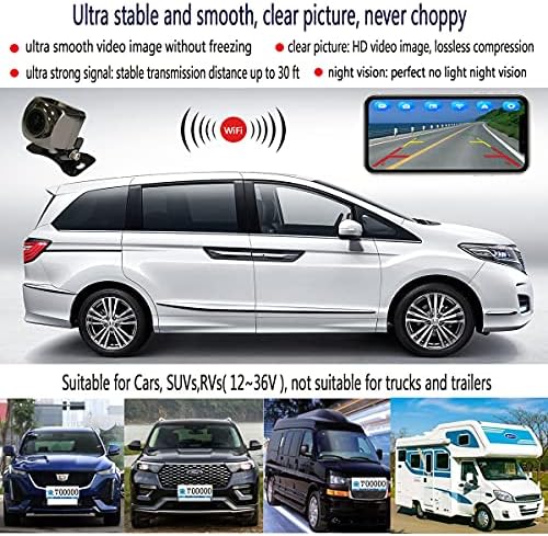 Безжична Резервна Камера Casoda WiFi За iPhone И Android,Ултра Силен Сигнал Мазно Видео Никогаш Не Замрзнува Јасна Слика Погодна За Автомобили