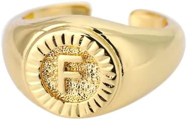 Oyalma Grave A-Z Почетна прстен за магии за мажи Панк гроздобер златен буква прстен двојка Свадба накит Анилос-F-злато-боја-65121