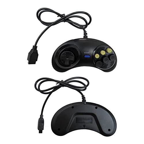 Контролер на игра со копчиња од 2PCS 6 за Sega Genesis Black Superior Ergonomics and Performance