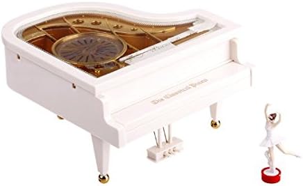 Jcare бела пијано музичка кутија wtih танчерски часовник тип ротари класичен механички уникатен музички играчки балерина девојка на