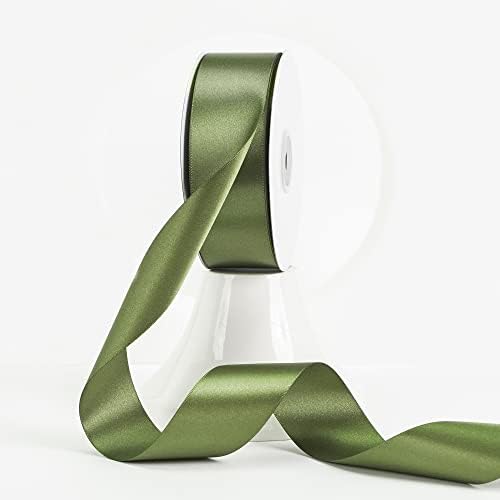 Meedee Moss Satin Ribbon 1-1/2 инчи темно зелена лента луксуз сатен со двојна лента со двојно лице со 50 јарди свилена лента зелена сатенска