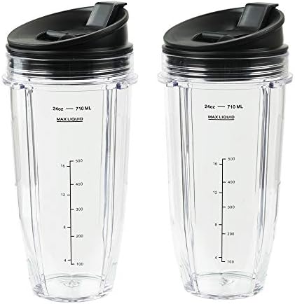 Чаши за блендер за нинџа блендер, 24oz чаша со капаци SIP & SEAL, компатибилен со Nutri Ninja Auto IQ Series Blenders BL450 BL454 BL456,