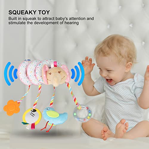 Виси спирална играчка, пискава симпатична форма на животни удобно бебе спирална активност играчка флексибилна плишана светла
