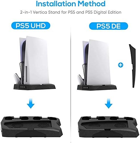 PS5 Стојат Со Станица За Вентилатор За Ладење За Playstation 5 Конзола И PS5 Дигитално Издание, Про Вертикален Држач со Станица