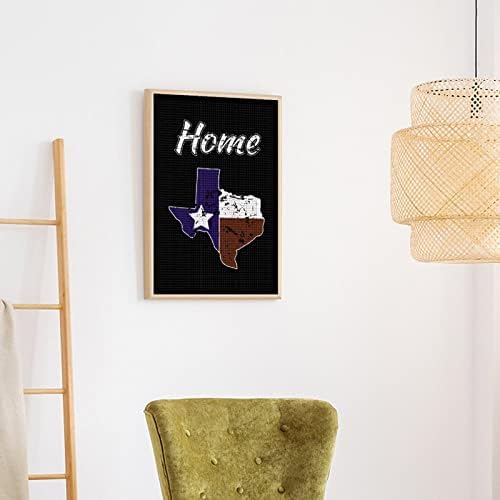 Гроздобер Тексас знаме Тексан гордост Декоративни дијамантски комплети за сликање Смешно 5д DIY целосна вежба дијамантски точки слики дома