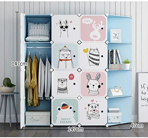 Организатор на гардероба за деца, преносна смола спална соба Армауар симпатична цртана плакарот модуларна коцка за деца Фуст-S L147 ×