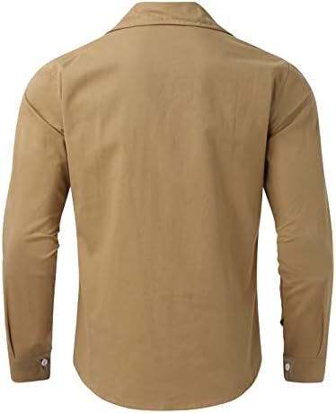 Копче за паѓање на кошули со масти на Wocachi надолу со долга ракав, приврзок јака, обична кошула деловна формална маица со џебови